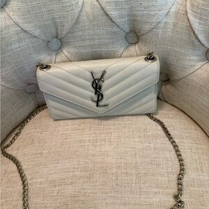 Yves Saint Laurent White Quilted wallet on chain